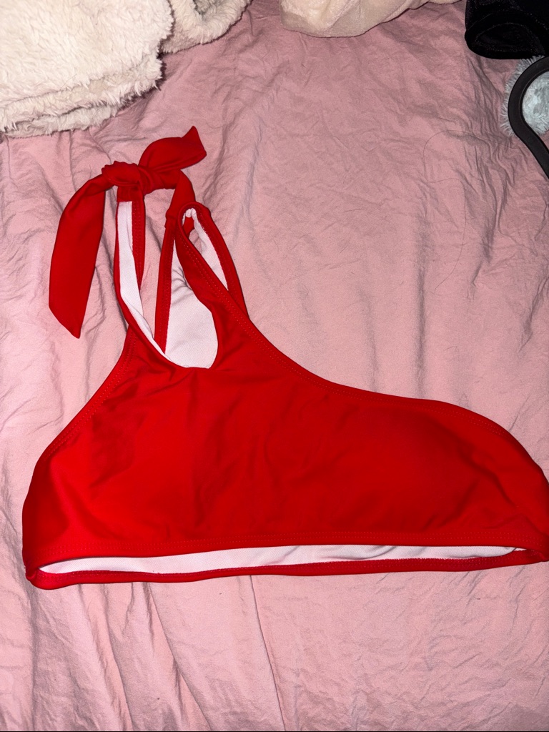 Halara Red One-Shoulder Bikini Top